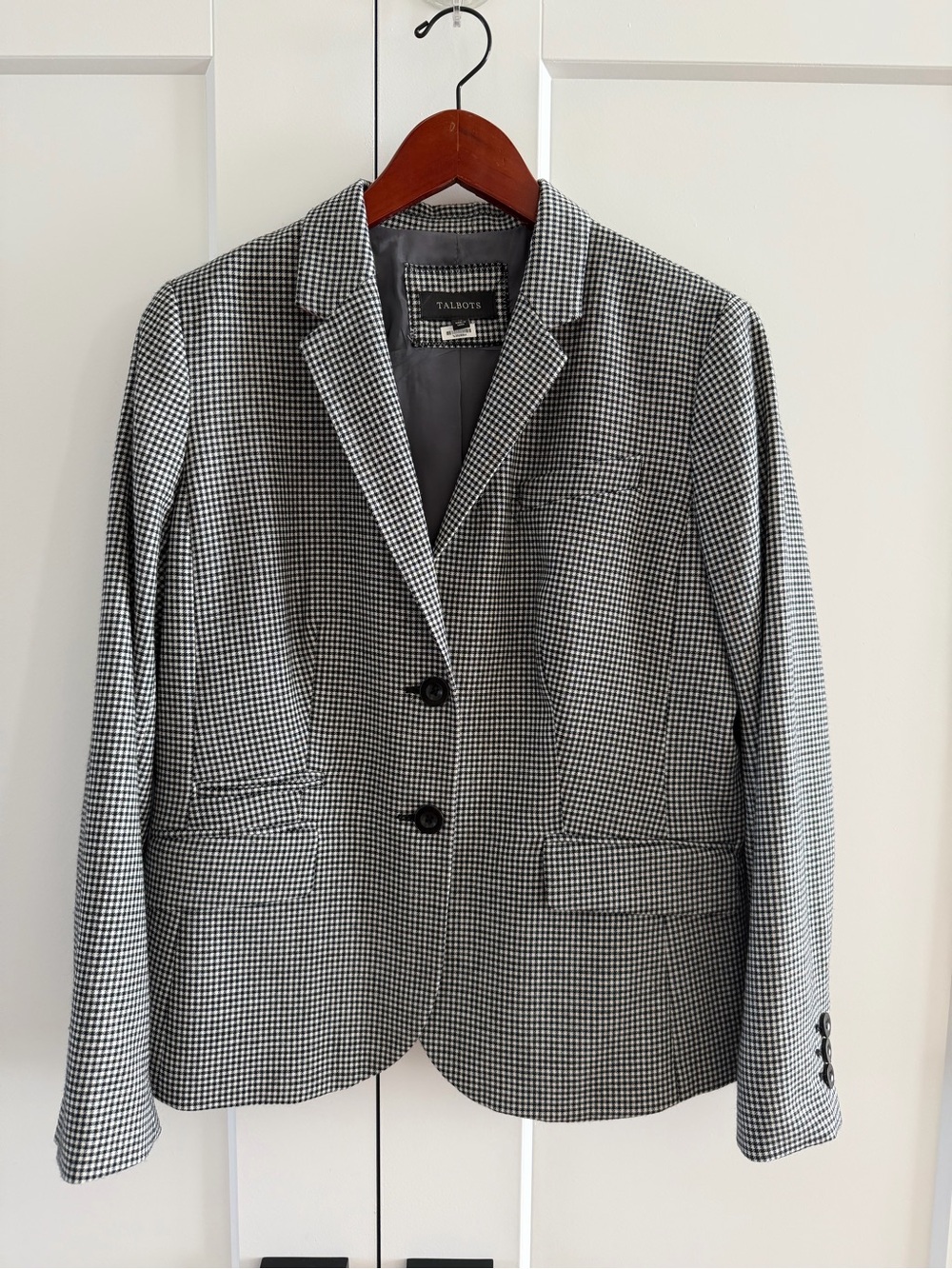Talbots Black and White Houndstooth Jacket